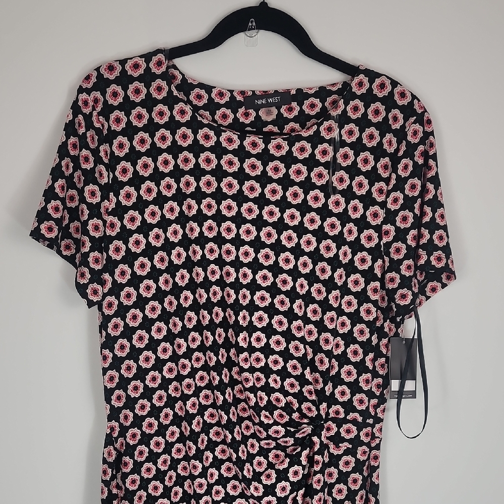 Nine West Black Dress with Pink Floral Design